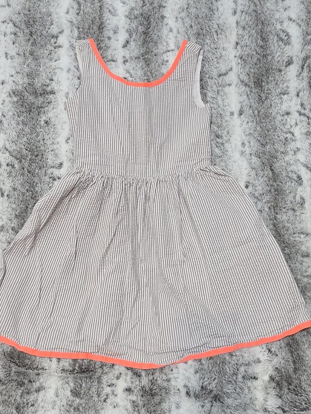GAP Girls Navy & White Striped Dress with Coral "8"